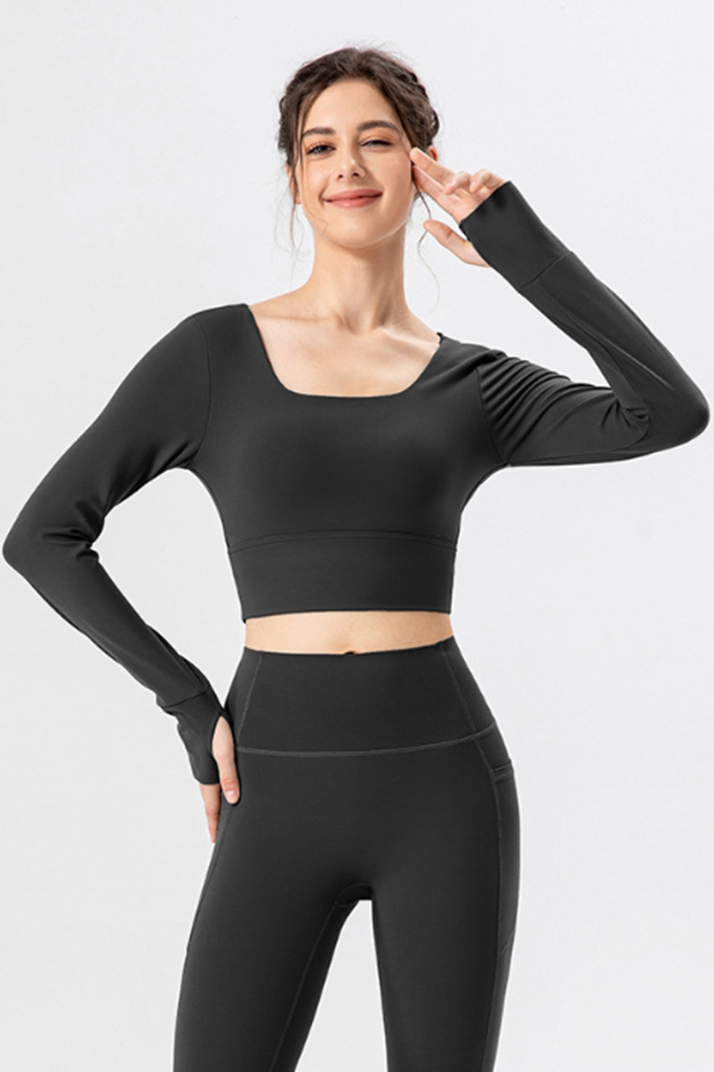 Square Neck Crisscross Active T-Shirt 