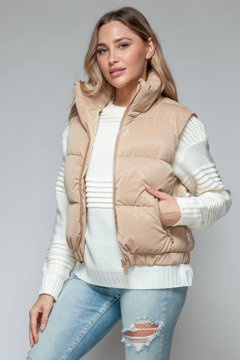 Snobbish Fine Fur Lining Quilted Vest 
