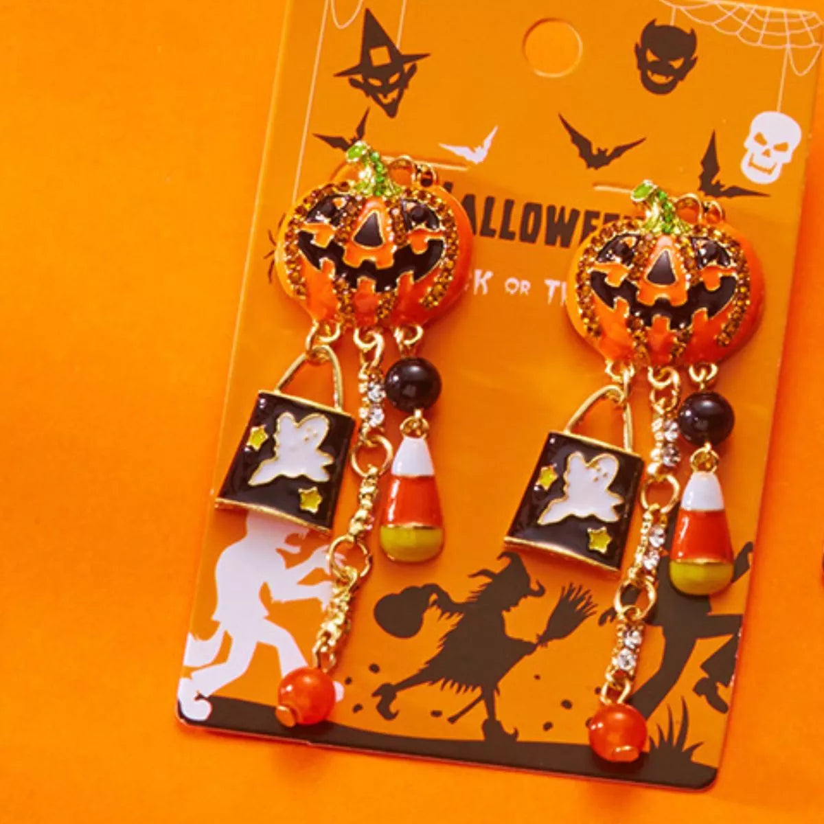 Halloween Pumpkin Drop Earrings 