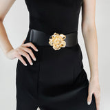 Flower Alloy Buckle Elastic Belt 