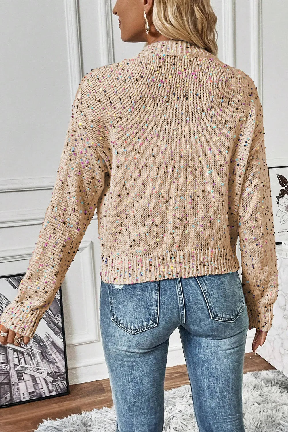 Confetti Button Up Long Sleeve Cardigan 