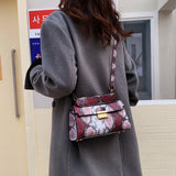 PU Leather Snakeskin Print Crossbody Bag 