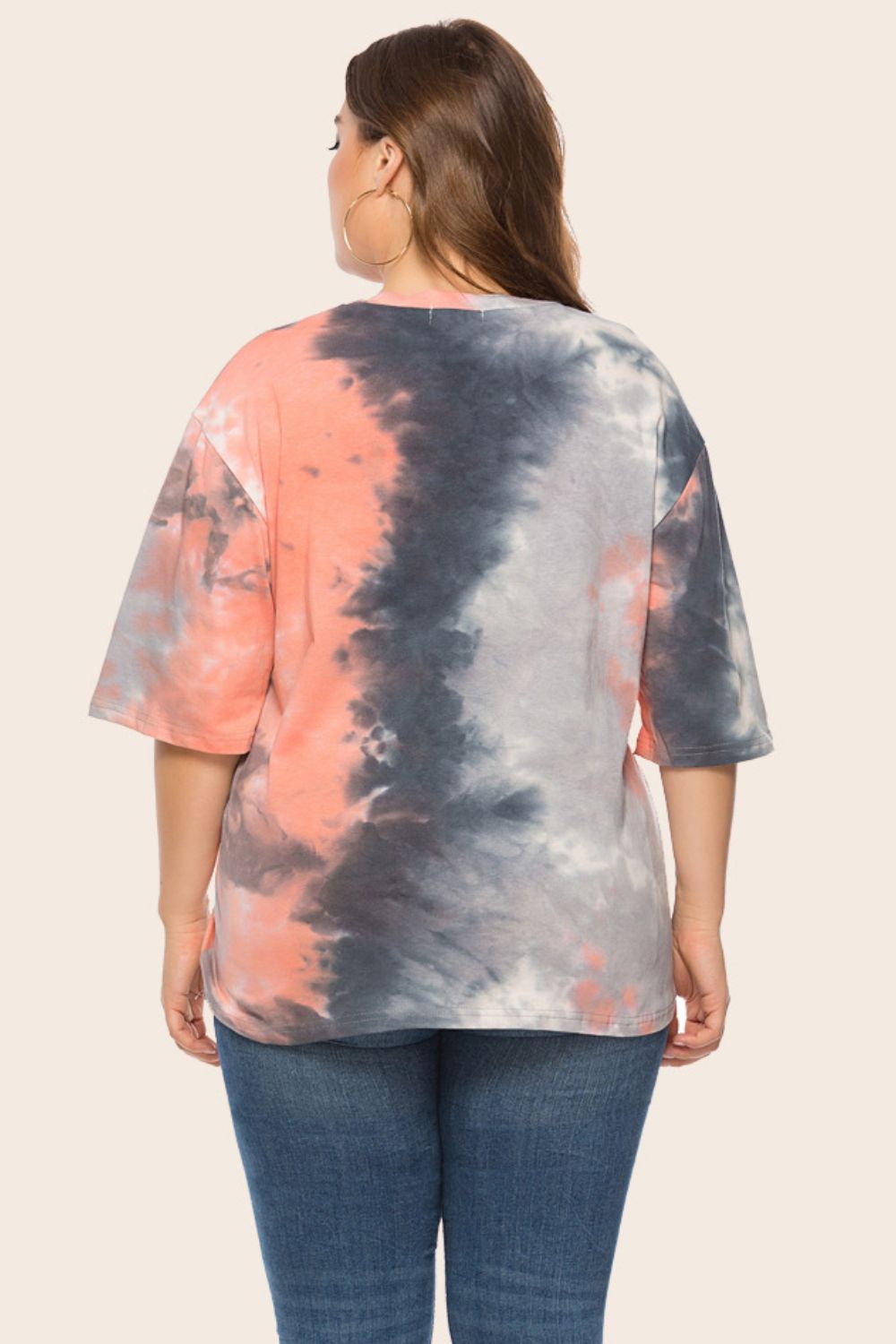 Plus Size Tie-Dye Half Sleeve Tee Shirt 