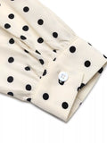 Polka Dot Tie Front Long Sleeve Midi Dress 