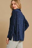Umgee Side Slit Texture Button Up Shirt 
