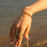 Stainless Steel Imitation Gemstone Cross Shape Pendant Bracelet 