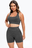 3 Piece Washed Square Neck Wide Strap Active Set 