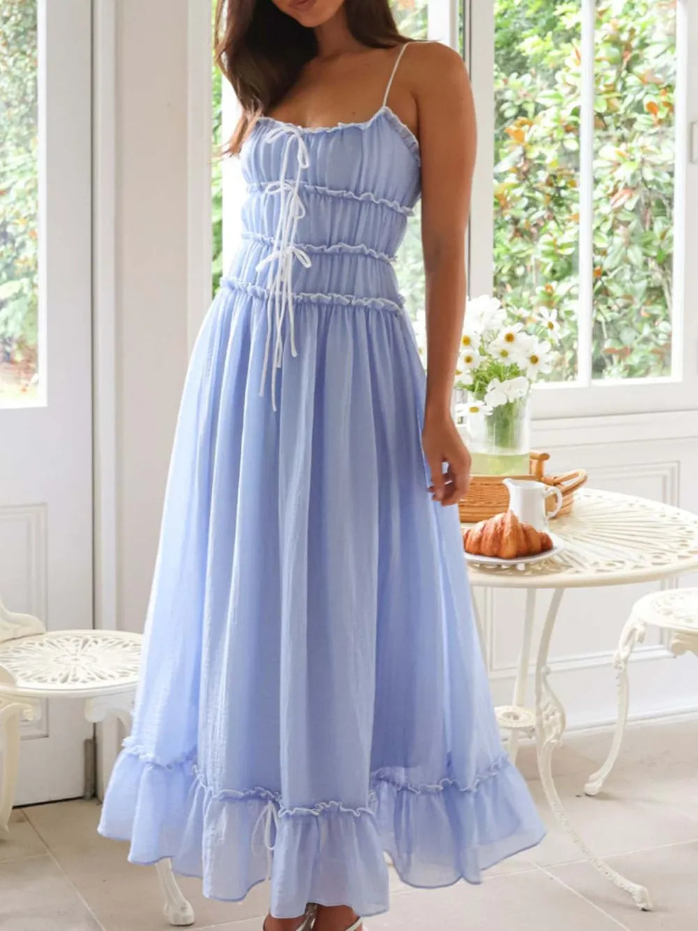 Devine Frill Ruffled Hem Midi Cami Dress 