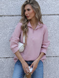 Full Size Ribbed Quarter Zip Long Sleeve Sweatshirt 