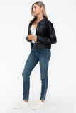 Snobbish Snap Down Long Sleeve PU Leather Jacket 