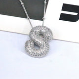 Copper Inlaid Zircon Letter Pendant Necklace 