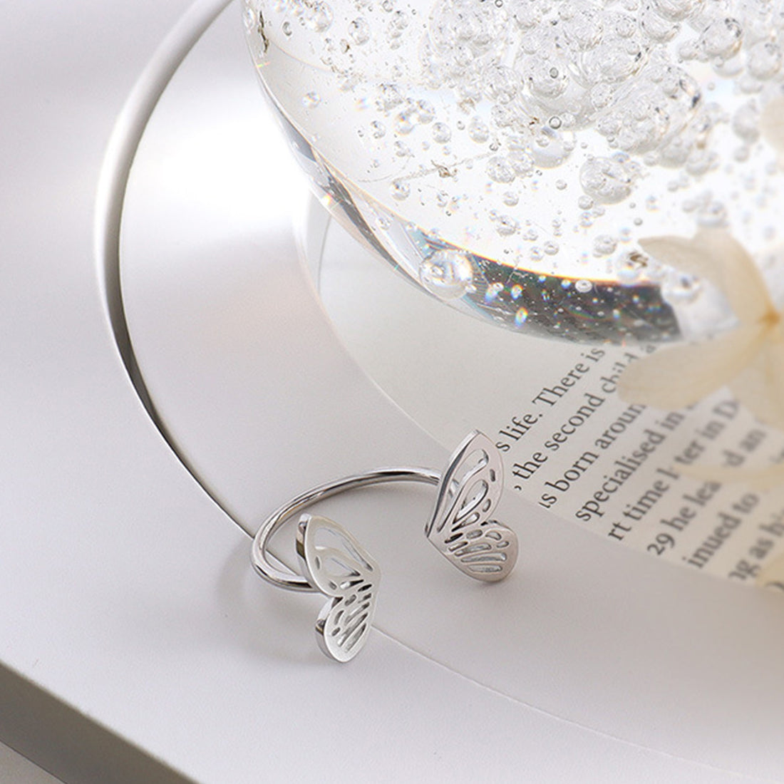 Titanium Steel Butterfly Open Ring 