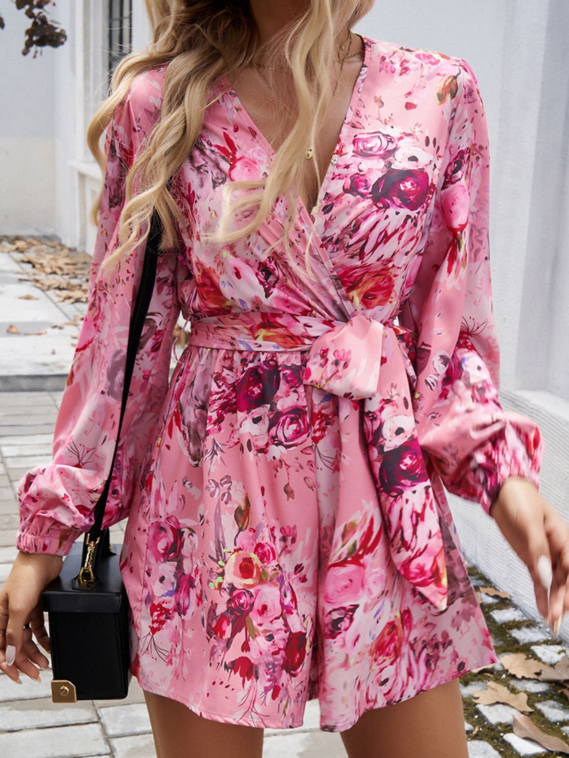 Devine Tied Surplice Long Sleeve Romper 