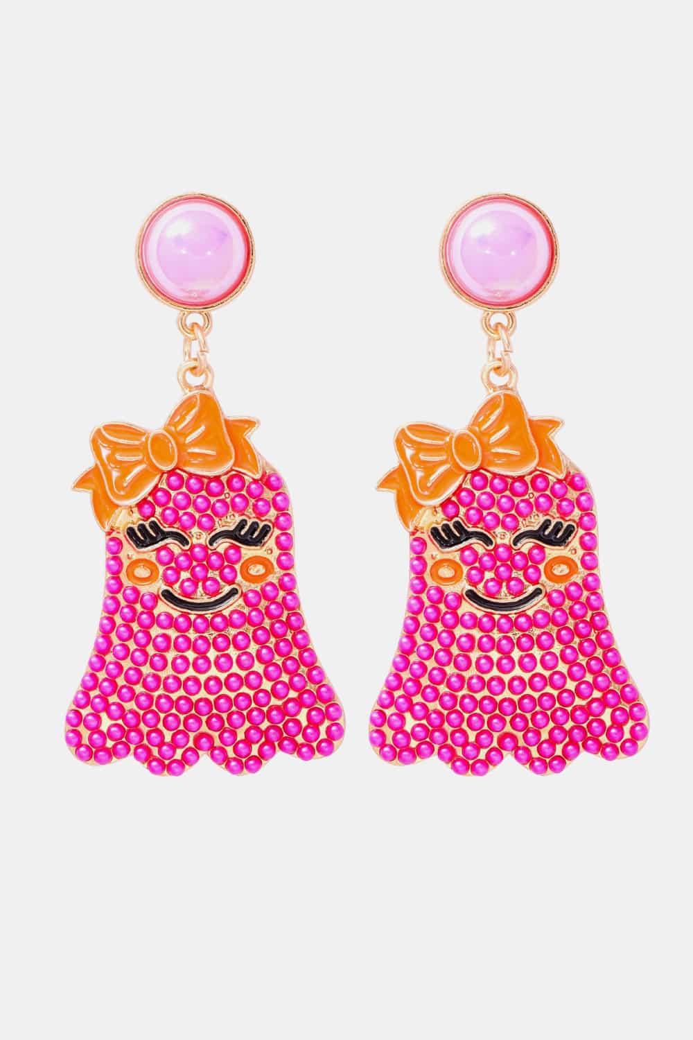 Smiling Ghost Shape Synthetic Pearl Earrings 