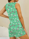 Printed Round Neck Top and Shorts Lounge Set Lingerie & Nightwear