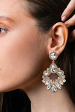 Zinc Alloy Frame Glass Stone Dangle Earrings 