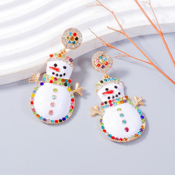 Alloy Rhinestone Snowman Earrings 