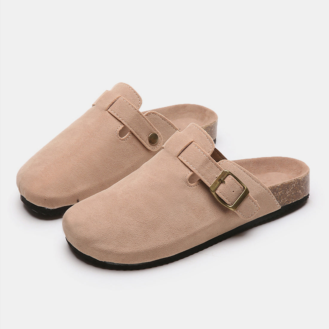 Suede Closed Toe Buckle Slide 