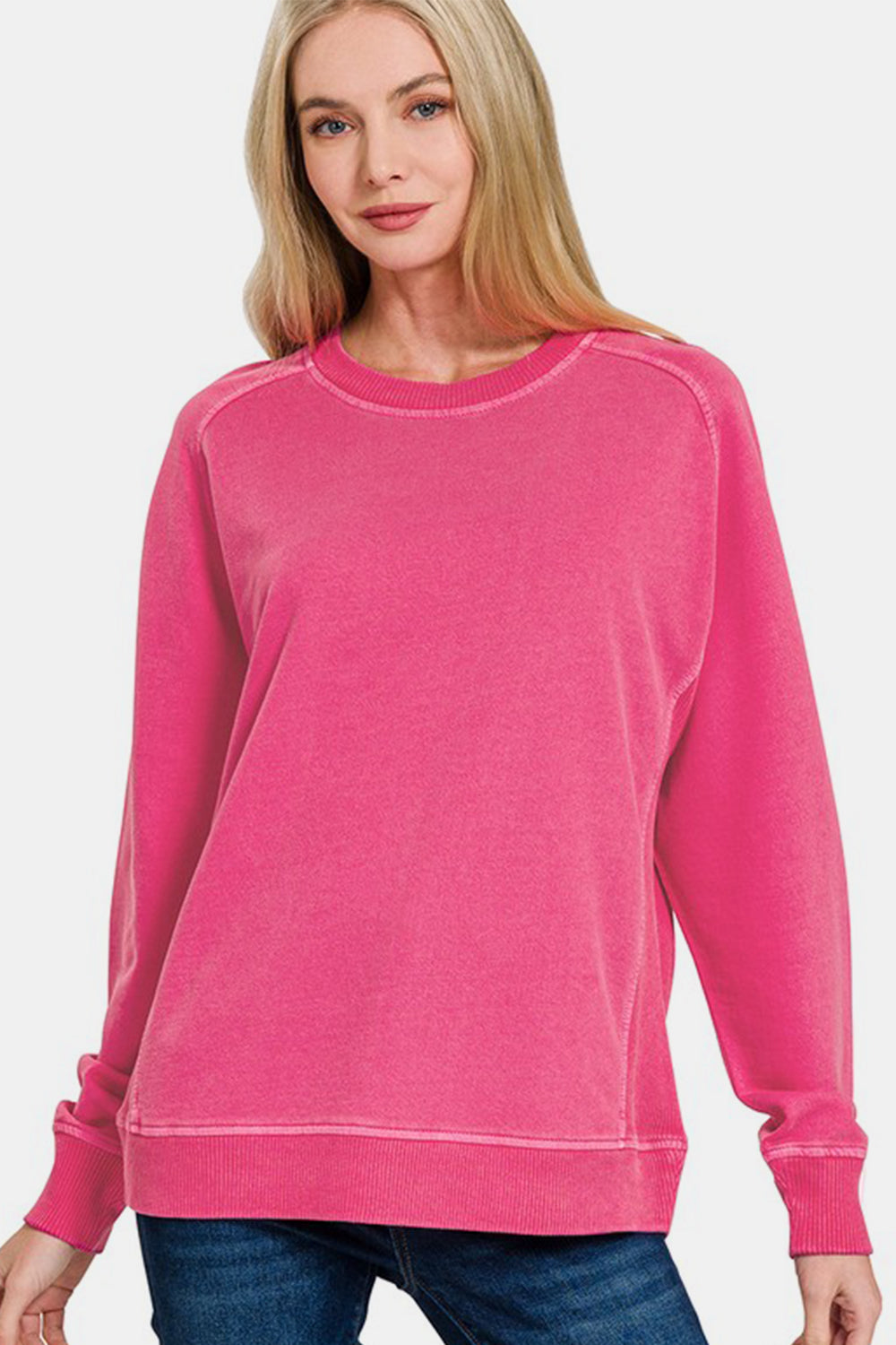 Zenana Full Size Pigment Dyed French Terry Sweatshirt 
