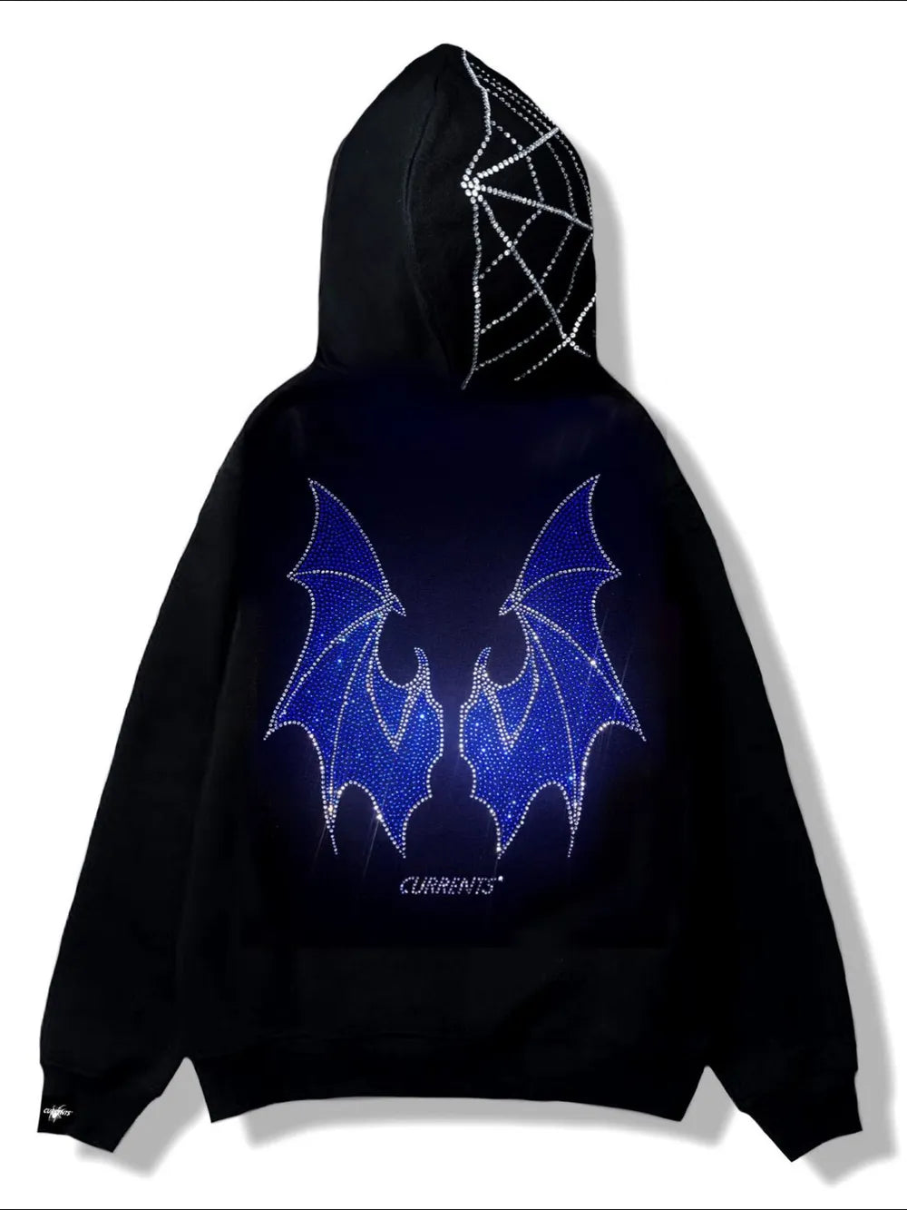 Men's Rhinestone Bat Zip Up Hoodie 