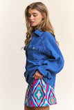 J.NNA Snap Down Long Sleeve Denim Shacket 