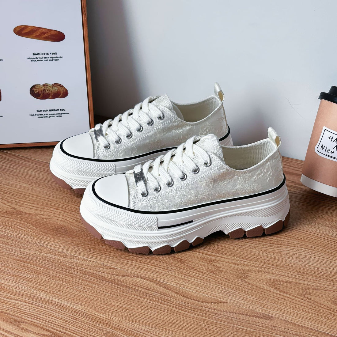 Lace-Up Canvas Platform Sneakers 