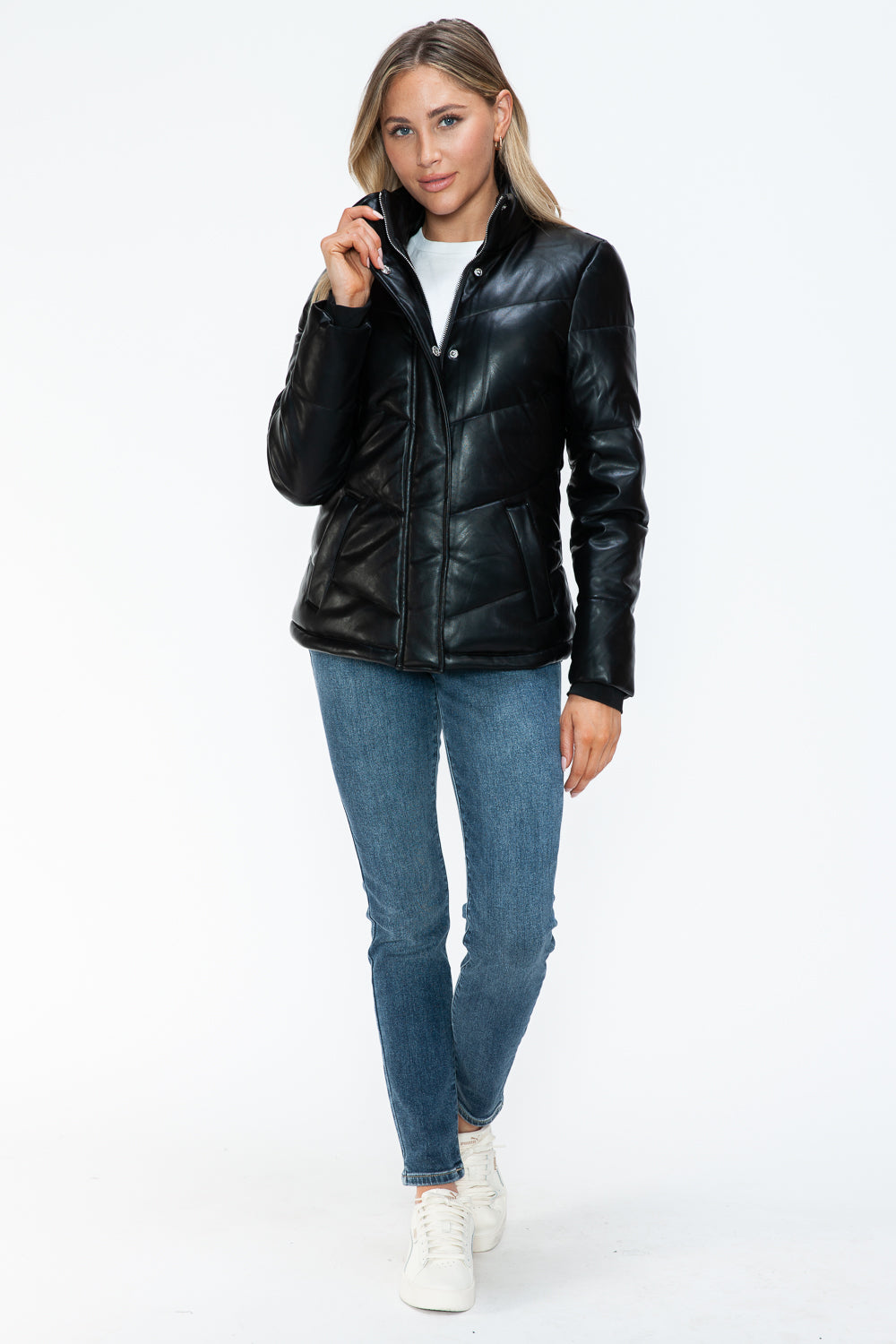 Snobbish Pocketed Zip Up Turtleneck Puffer Jacket 