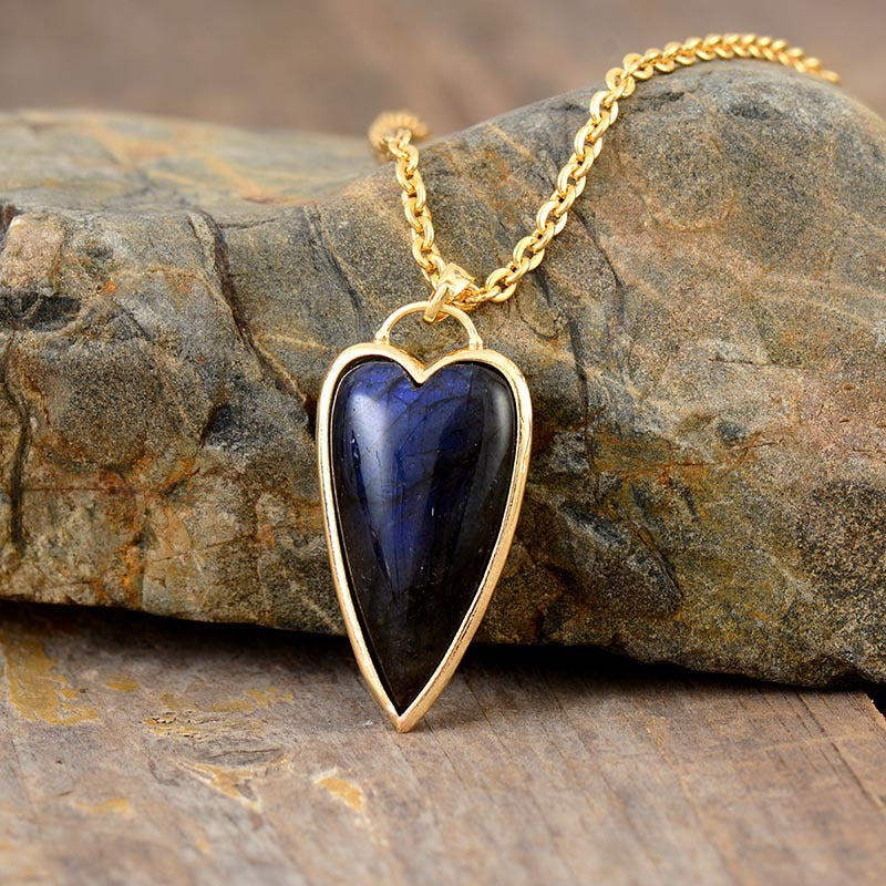 Copper Labradorite Heart Shape Necklace 