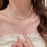 Titanium Steel Rice Bead Necklace 