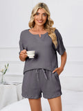 Notched Short Sleeve and Shorts Lounge Set Lingerie & Nightwear