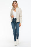 Snobbish Faux Leather Biker Jacket with Side Zip Pockets 