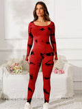 Scoop Neck Long Sleeve Active Jumpsuit 