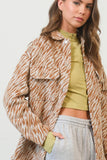 HYFVE Zebra Print Snap Down Long Sleeve Shacket 