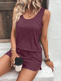 Casual Wide Strap Tank Top and Shorts Set Two Piece Dresses