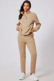 Half Snap Turtleneck Top and Pants Active Set 