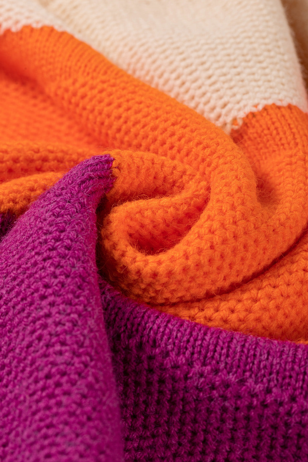 Color Block Drop Shoulder Round Neck Sweater 