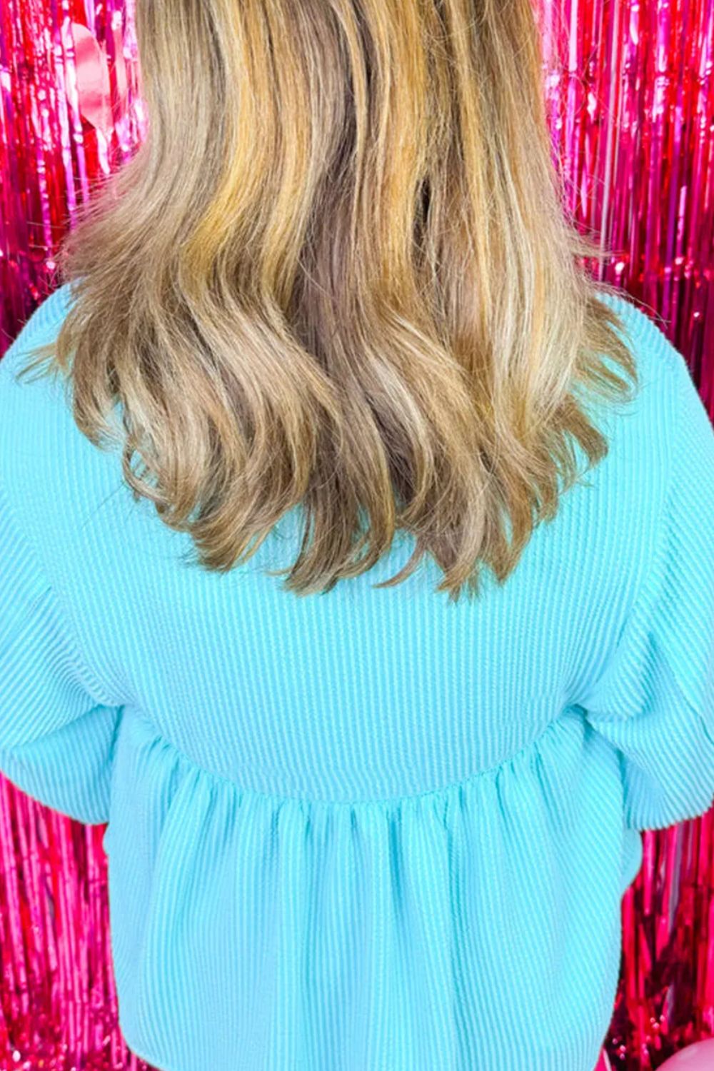 Plus Size Textured Peplum Long Sleeve Blouse 