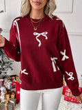 Bow Round Neck Long Sleeve Sweater 