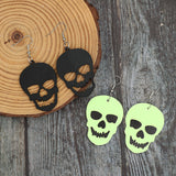 2 Piece PU Leather Skull Dangle Earrings 