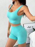 Scoop Neck Wide Strap Tank and Shorts Active Set 