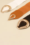 Ribbed Alloy Buckle Elastic Belt 