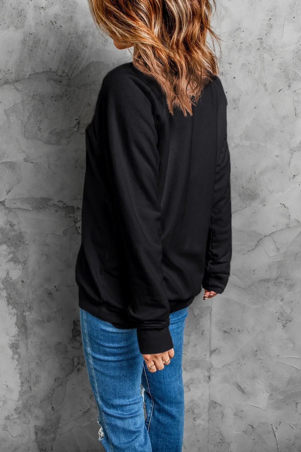 Pumpkin Round Neck Long Sleeve Sweatshirt 