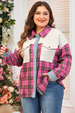 Plus Size Plaid Collared Neck Long Sleeve Shirt 