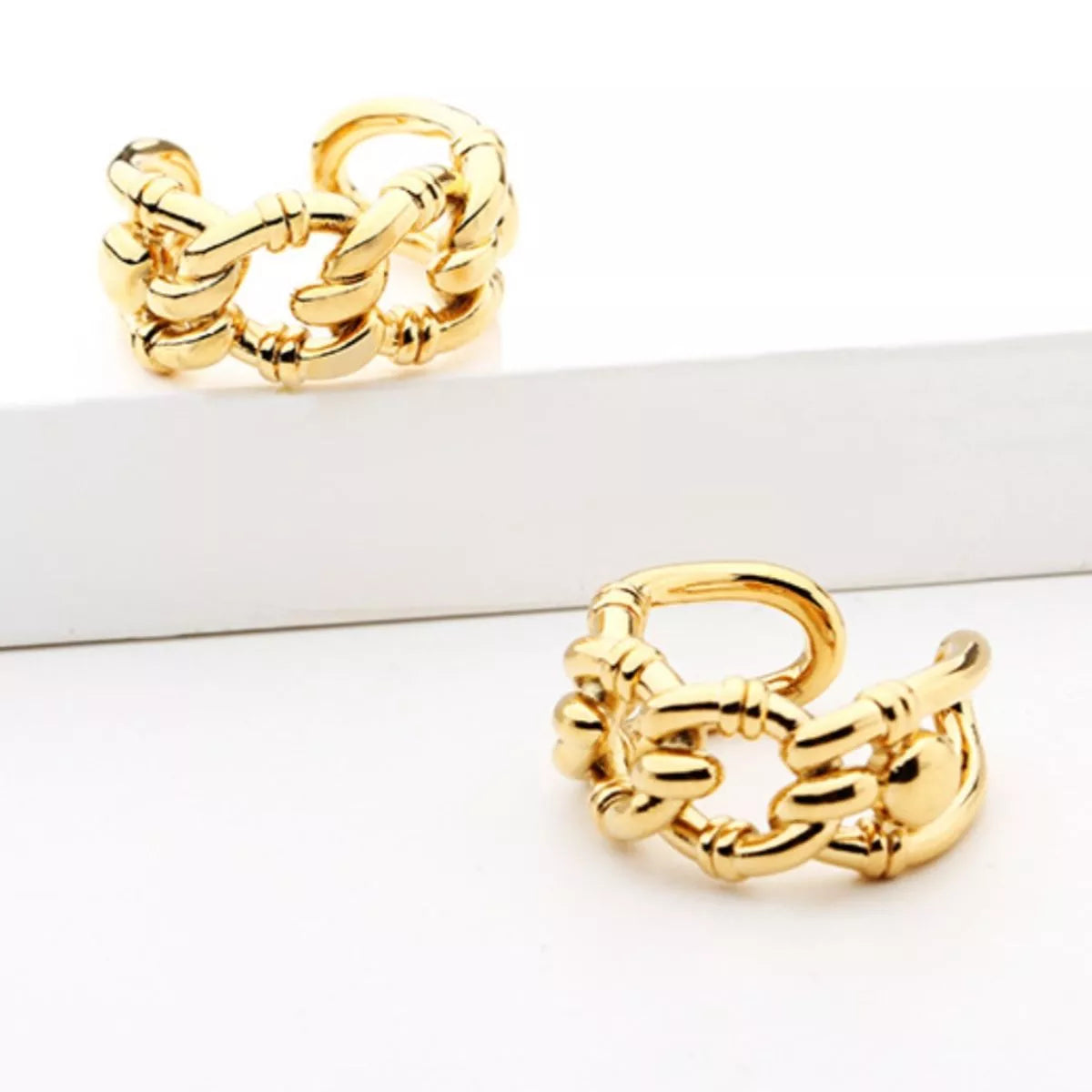 18K Gold-Plated Chain Link Open Ring 