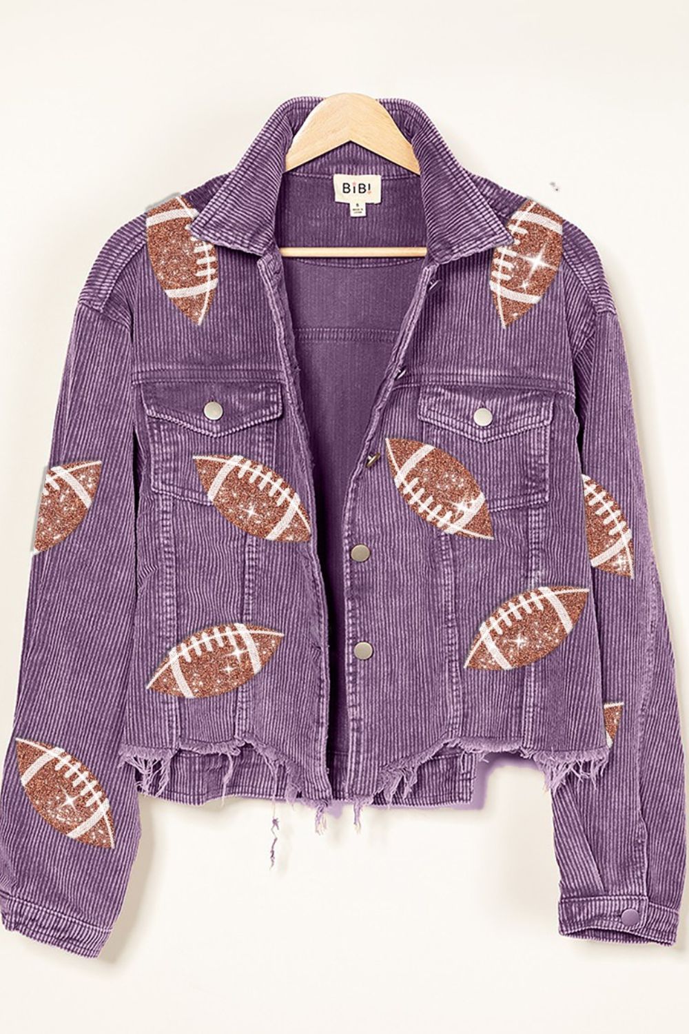 BiBi Football Sequin Embroidery Washed Corduroy Jacket 