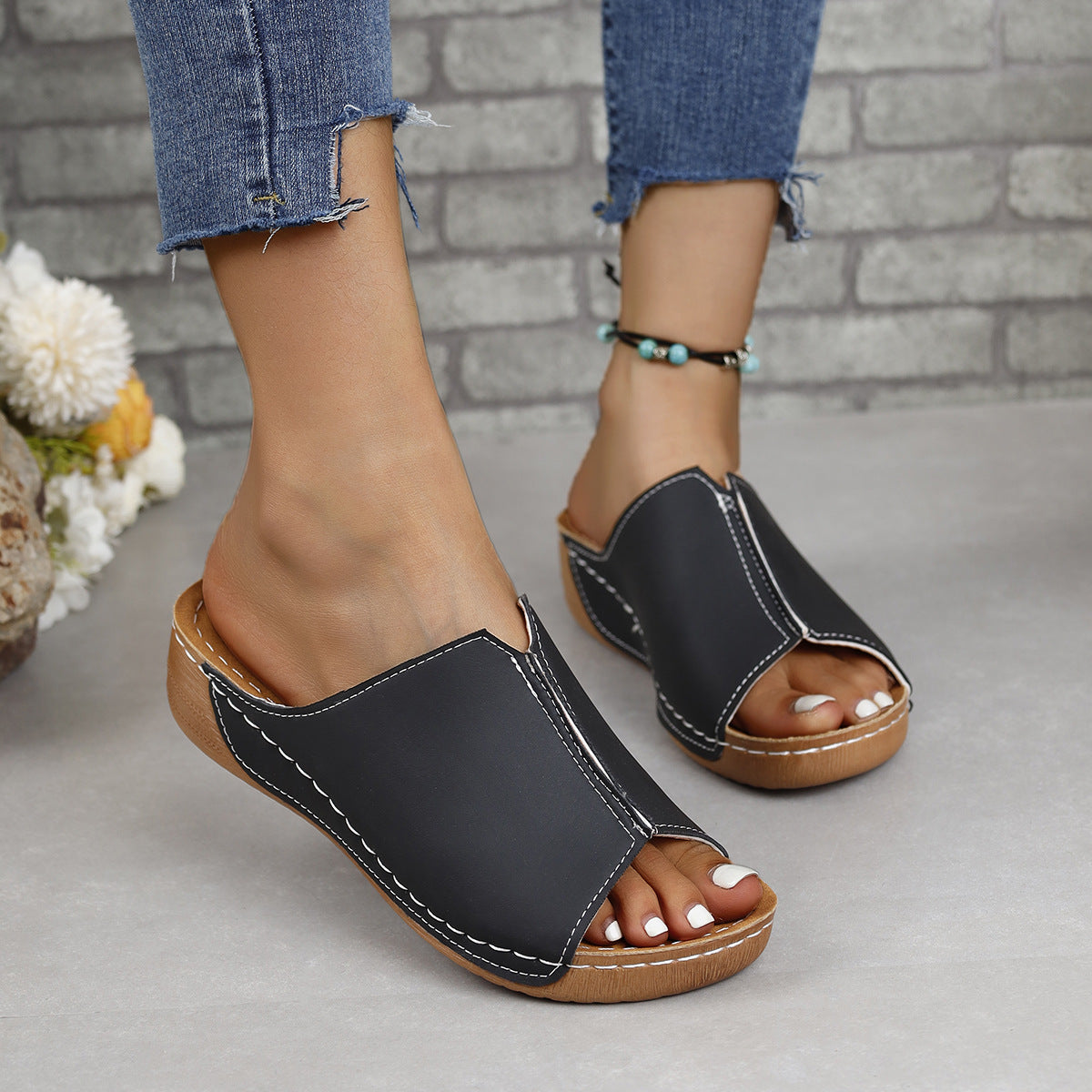 PU Leather Open Toe Sandals 