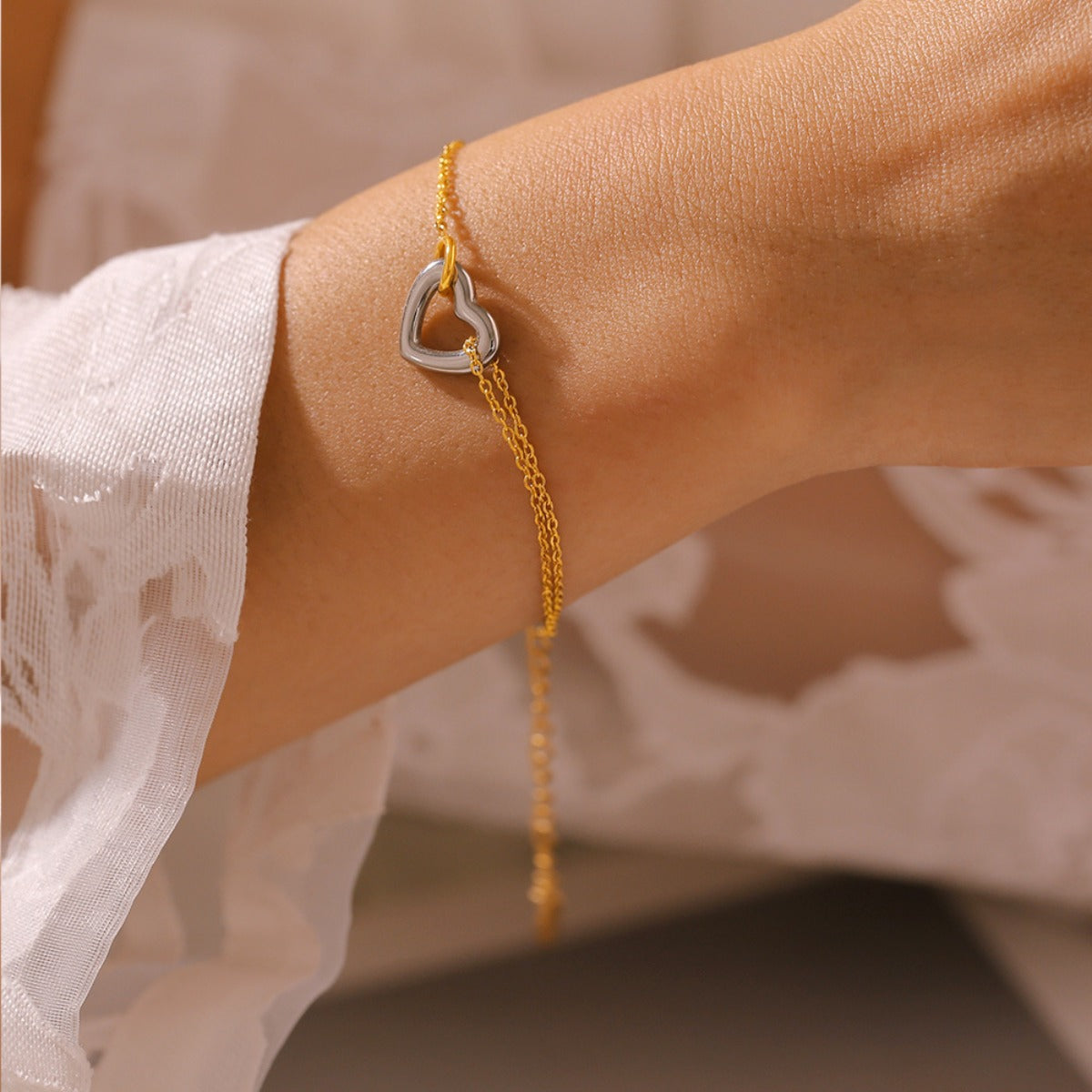 18K Gold-Plated Heart Bracelet 