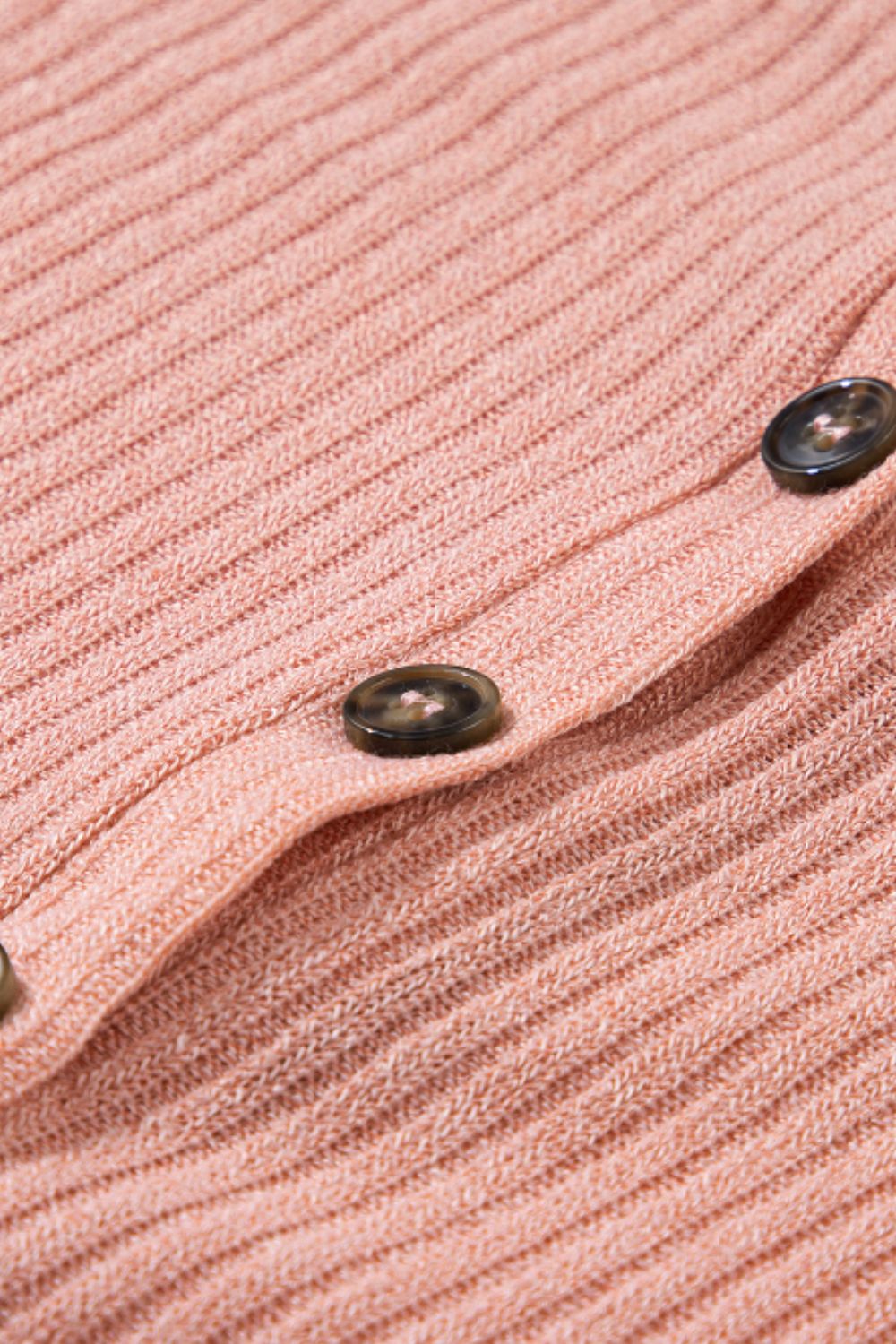 Quarter Button Round Neck Dropped Shoulder Knit Top 