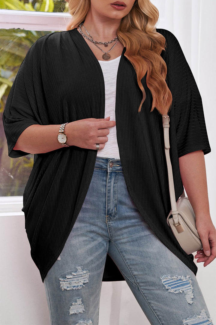 Plus Size Ribbed Cocoon Cover Up 