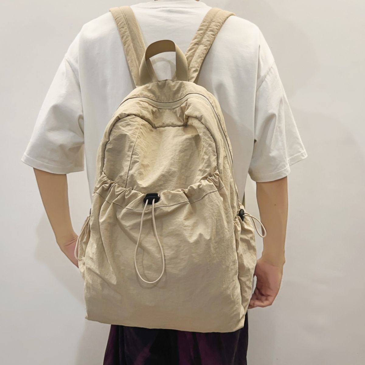 Drawstring Nylon Backpack Bag 